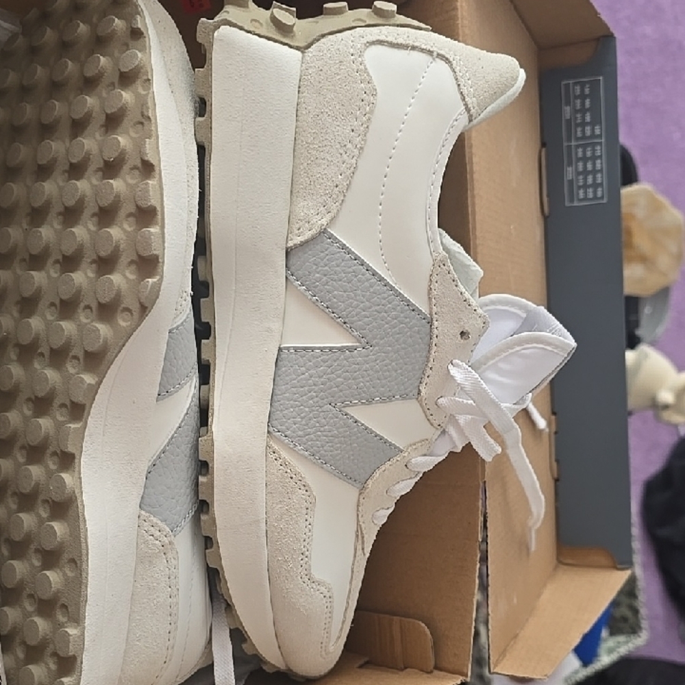 New Balance White and Light Gray Athletic Shoes